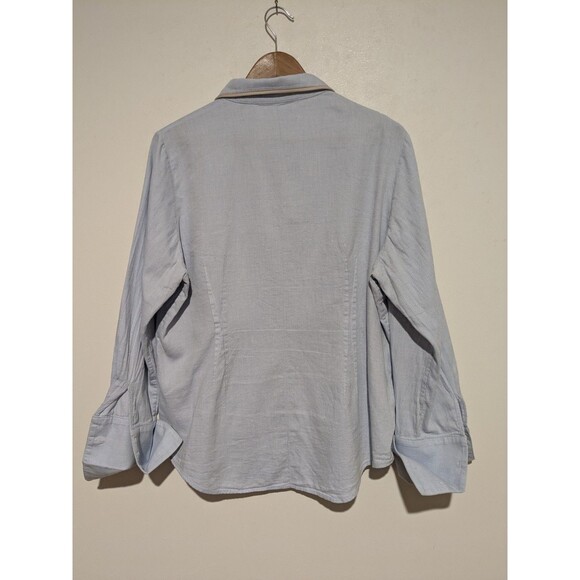 Ken Okada Paris Womens XL Blue LS Shirt Asymmetrical Pleats Designer Unique - Picture 5 of 7